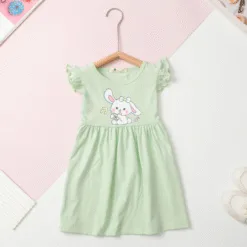 Children's cotton dress - V02, Summer dress with fairy sleeves for girls from 2/12 years old