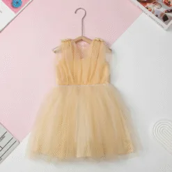 Sleeveless lace princess dress with shoulder bow 2/10