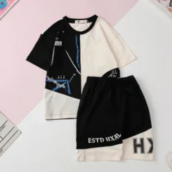 Children's cotton set - BT B001, Summer boy's short-sleeved clothing set size 4/16, HX combination