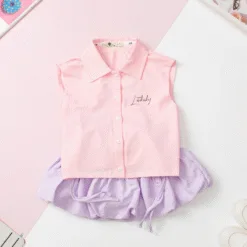 TE-F02 fashion set, polo shirt, puffy skirt size 2/10 years old